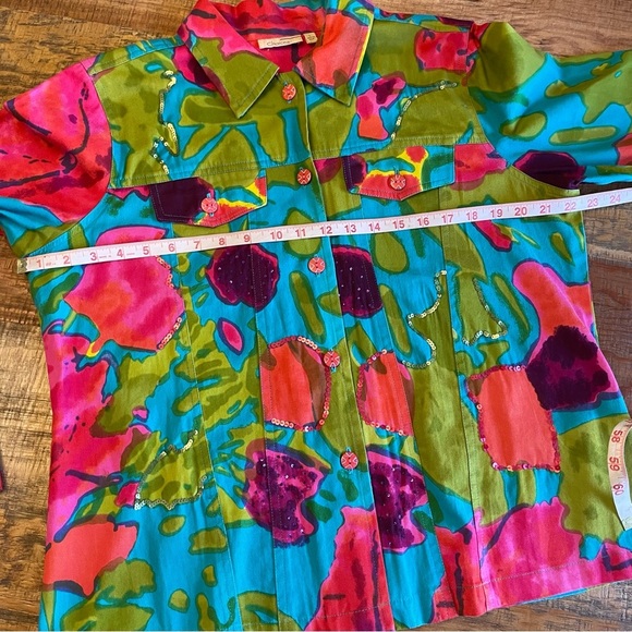 Choice Woman Blazer size Large floral colorful sequins - Picture 8 of 11